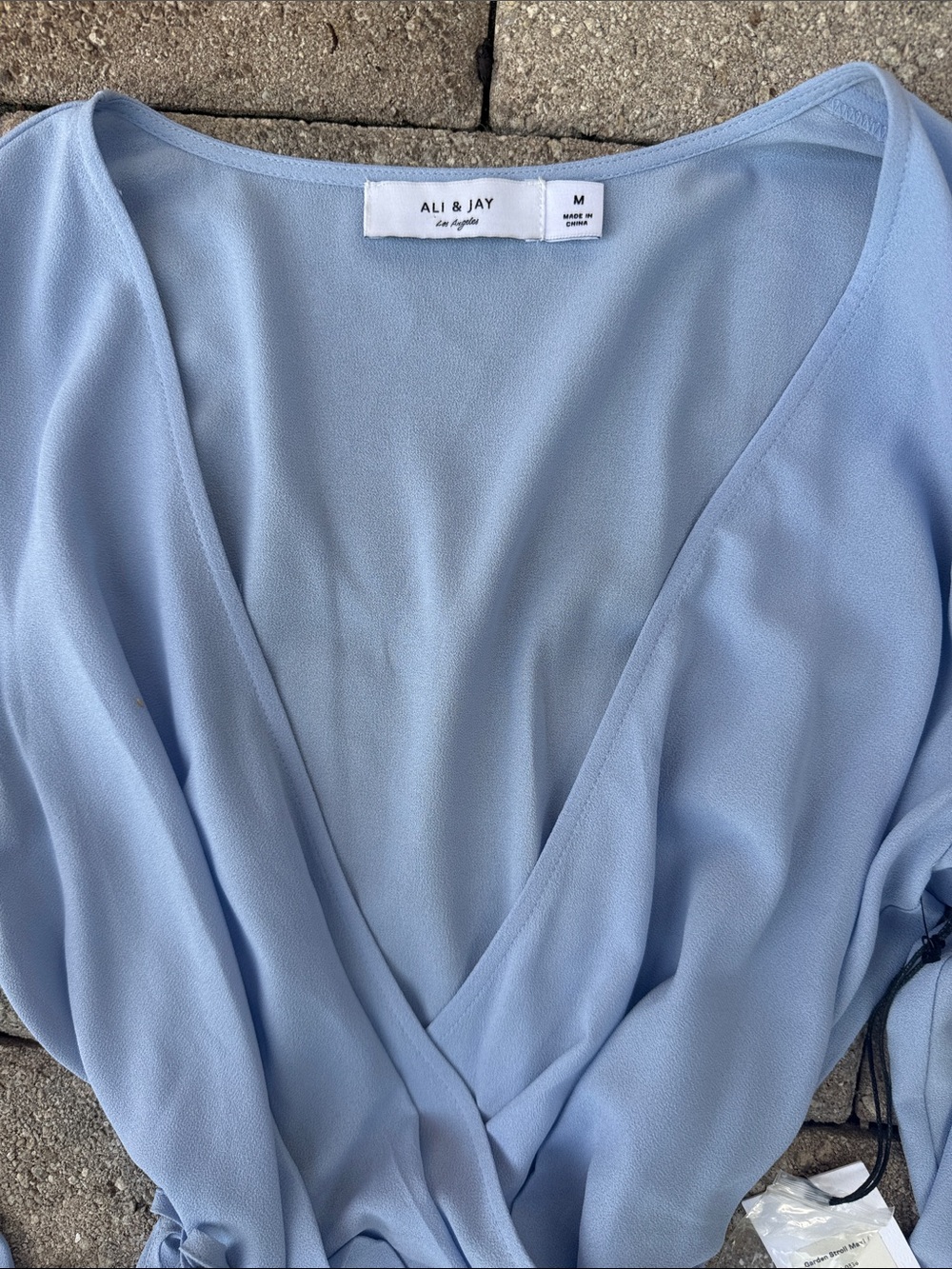 ALI & JAY Powder Blue Wrap Midi Dress with Long Sleeves - Picture 4 of 5